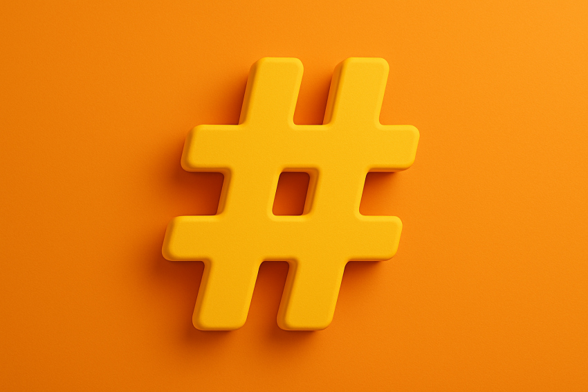 هشتگ چیست - تصویر سه‌بعدی نماد هشتگ روی پس‌زمینه رنگی به عنوان نماد شبکه‌های اجتماعی